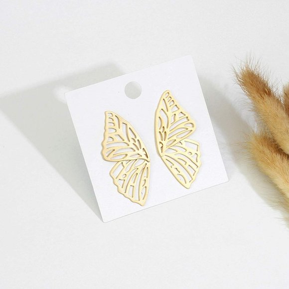 Butterfly Golden Big Earrings - Picture 5 of 6